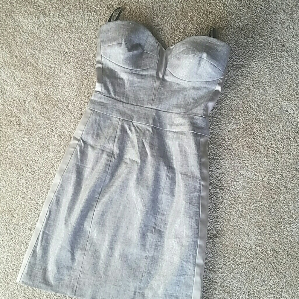 Shimery silver bebe dress.